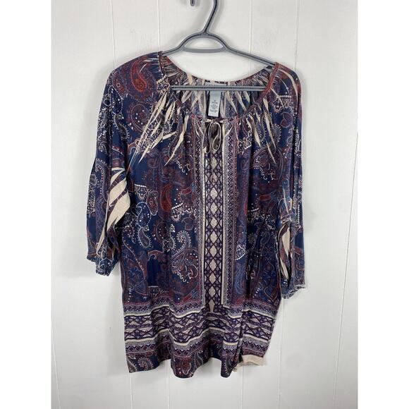 Catherine’s Ditsy Geometric Pattern 3/4 Sleeve Plus Size 1X Polyester Artsy Goth - Picture 1 of 7